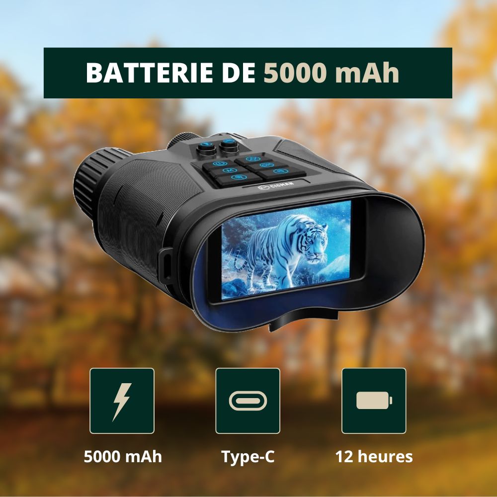 Jumelles Vision Nocturne 4K, Zoom 8X & Batterie Longue Durée, Waterproof