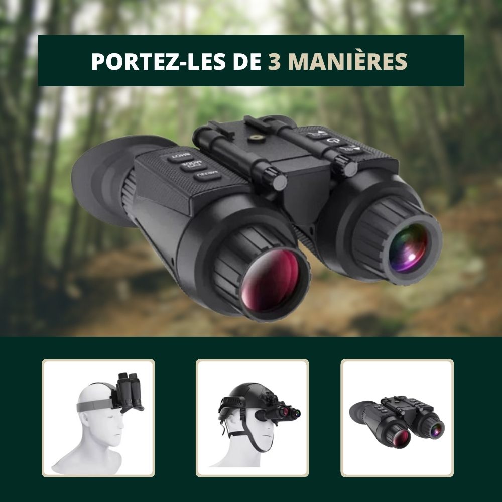 Jumelles Vision Nocturne Serre-Tête 4K, Zoom 8X, 300m, 4 modes de vision
