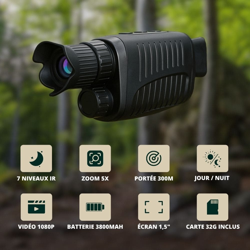 Monoculaire vision nocturne HD avec zoom 5X